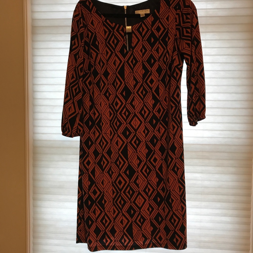 Orange patterned dress by Kenar. Size 14